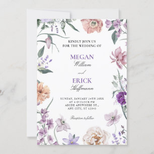 Convite Casamento floral roxo