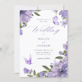 Convite Casamento floral roxo