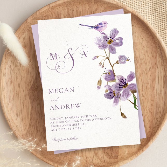 Convite Casamento floral roxo (Criador carregado)
