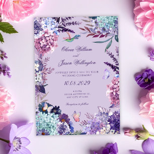 Convite Casamento floral roxo