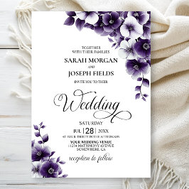 Convite Casamento Floral Roxo