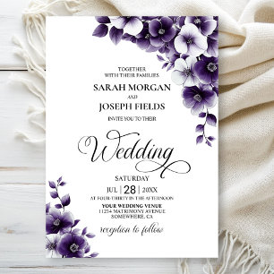 Convite Casamento Floral Roxo