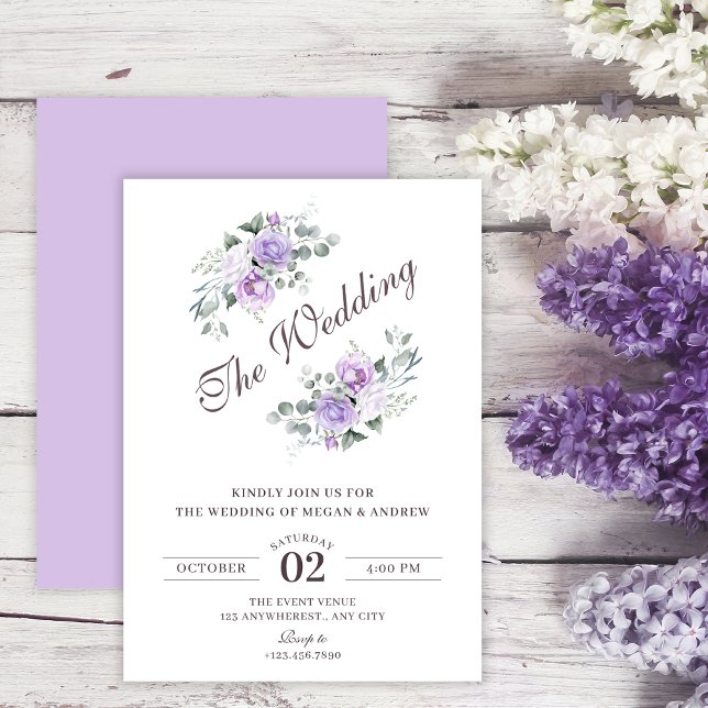 Convite Casamento floral roxo (Criador carregado)