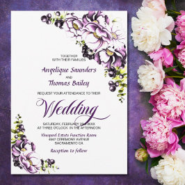 Convite Casamento Floral Roxo