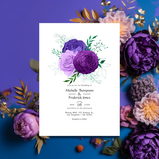 Convite Casamento Floral Roxo (Criador carregado)
