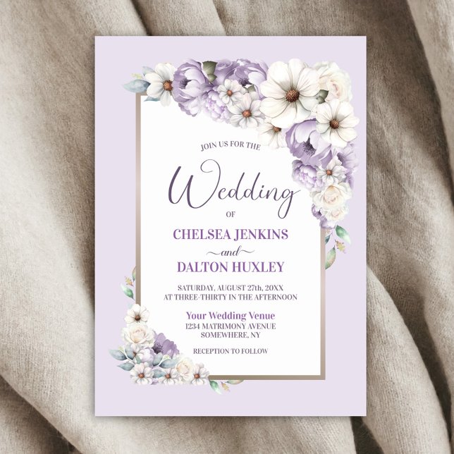 Convite Casamento Floral Roxo (Criador carregado)