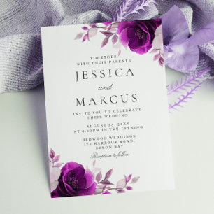 Convite Casamento Floral Roxo Ametist Indigo & Violet