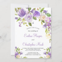 Casamento floral roxo Boho Greenery Calliografia