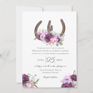 Convite Casamento Floral Roxo das Ferraduras