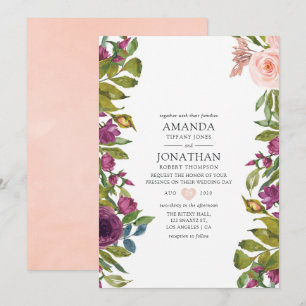 Convite Casamento Floral Roxo e Bege