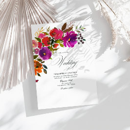 Convite Casamento Floral Roxo e Laranja