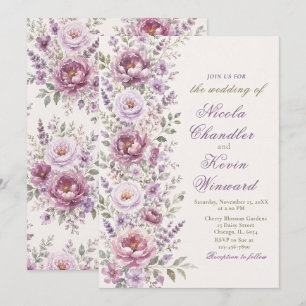 Convite Casamento Floral Roxo e Lavanda