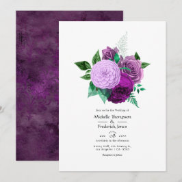 Convite Casamento Floral Roxo e Verde