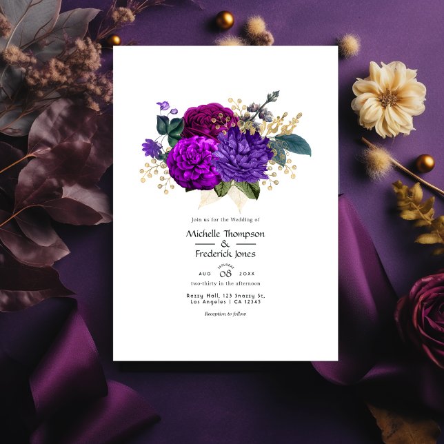 Convite Casamento Floral Roxo e Violeta (Criador carregado)