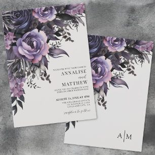 Convite Casamento Floral Roxo Elegante