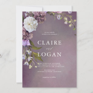 Convite Casamento Floral Roxo Elegante