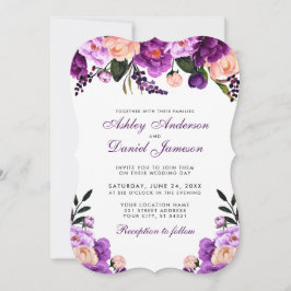 Convite Casamento Floral Roxo Elegante Ultra Violeta PS