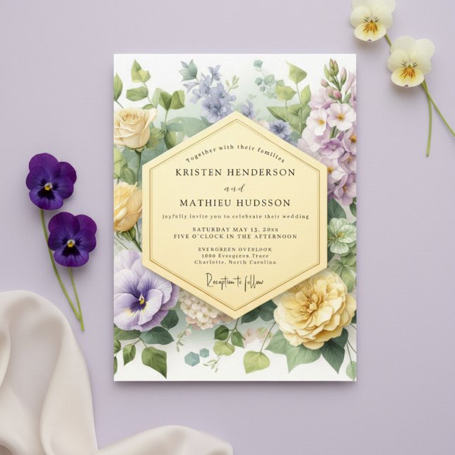 Convite Casamento Floral Roxo em Flor (Criador carregado)