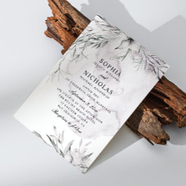 Convite Casamento floral roxo empoeirado em aquarela elega