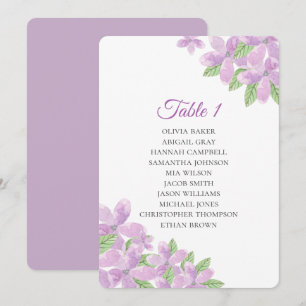 Convite Casamento floral roxo. Gráficos de assentos de flo