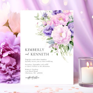 Convite Casamento Floral Roxo Lavanda Rosa Violeta Chic