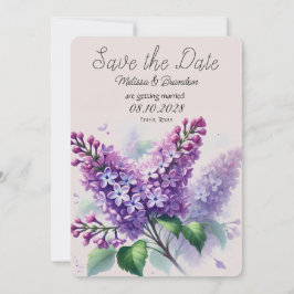 Convite Casamento Floral Roxo Lilac Salva a Data