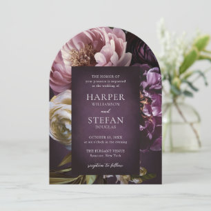Convite Casamento Floral Roxo Maximalista Elegante