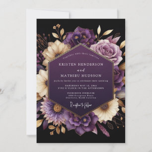 Convite Casamento Floral Roxo Profundo Opulento