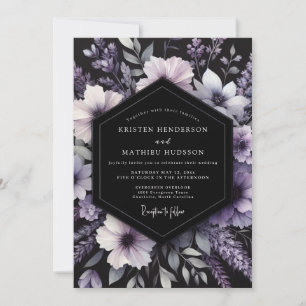 Convite Casamento Floral Roxo Profundo Romance