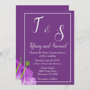 Convite Casamento Floral Roxo Real