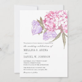 Convite Casamento Floral Roxo Rosa Elegante