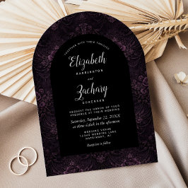 Convite Casamento Floral Roxo Sombrio Preto Arco