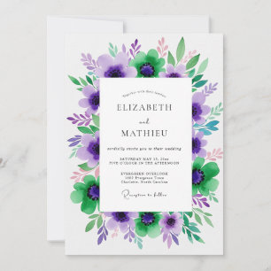 Convite Casamento Floral Roxo Verde