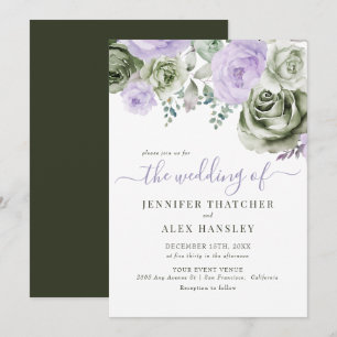 Convite Casamento Floral Roxo Verde