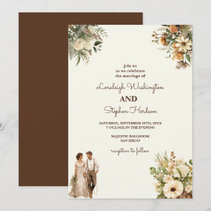Convite Casamento Floral Russo Com Elegância Moderna