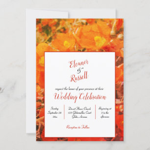 Convite Casamento Floral Russo de Laranja-Flores