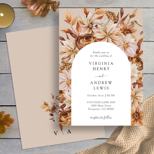 Convite Casamento Floral Russo de Queda (Watercolor Fall Rustic Floral Wedding Invitation by Painted Paperie
)