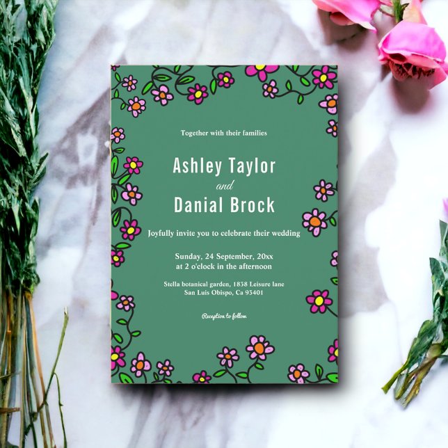 Convite Casamento Floral Russo de Rosas Coloridos Botânico (Criador carregado)