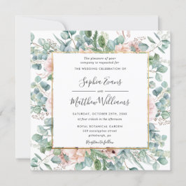 Convite Casamento Floral Russo Eucalyptus Blush Dusty Rosa
