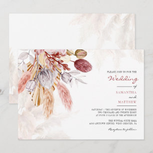 Convite Casamento Floral Russo Pampas Grass Tan