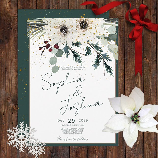 Convite Casamento Floral Rustic Berries Winter (Criador carregado)