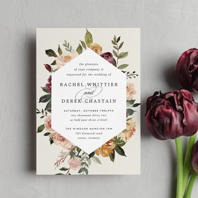 Convite Casamento Floral Rustic Bloom Watercolor (Criador carregado)
