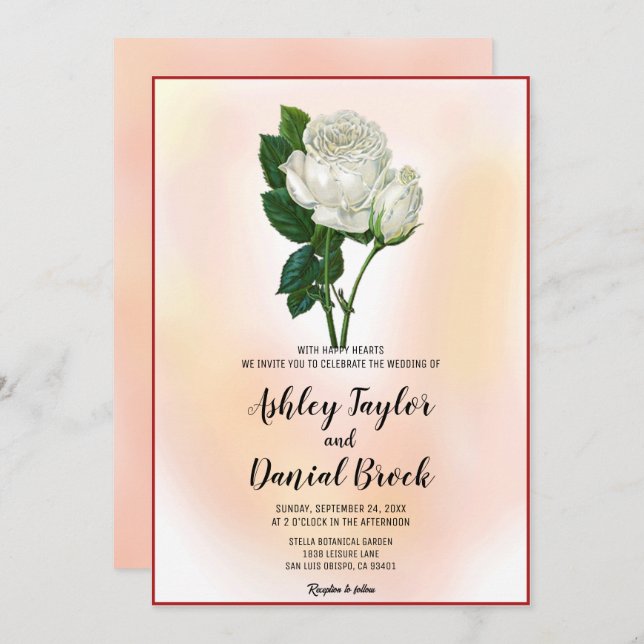 Convite Casamento Floral Rustic Blush Pink Dusty Rosa Verã (Frente/Verso)