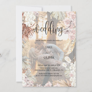 Convite Casamento Floral Rustic Boho Romance Elegante