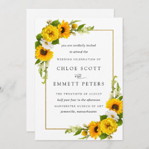 Convite Casamento Floral Rustic Boho Sunflower Yellow Summ