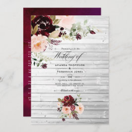 Convite Casamento Floral Rustic Burgundy Berry e Blush