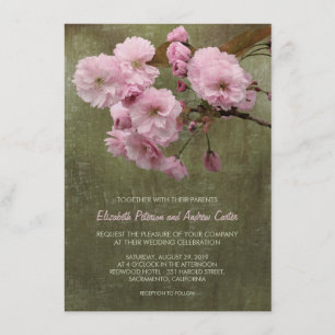 Convite Casamento Floral Rustic Cherry Blossom 4,5" x 6,25