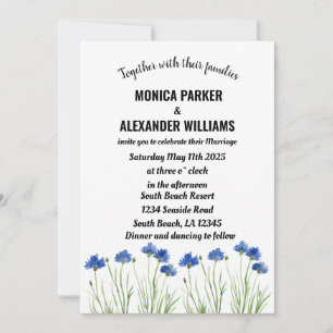 Convite Casamento Floral Rustic Cornflower Wildflower