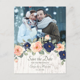 Convite Casamento Floral Rustic Country Marinho Blue and P