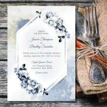 Casamento Floral Rustic Dusty Blue Watercolor